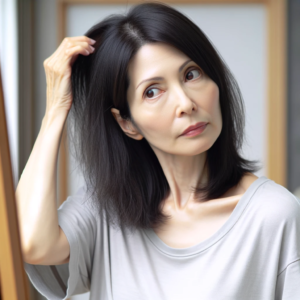薄毛に悩む女性