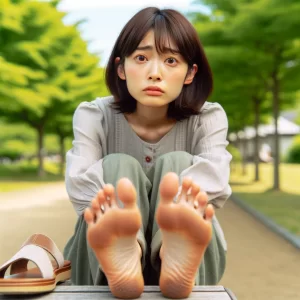 足汗がひどいことに悩む女性