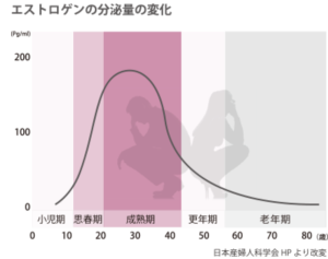 加齢によるエストロゲン分泌量の変化