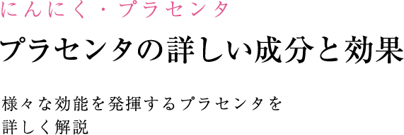 にんにく・プラセンタ プラセンタの詳しい成分と効果 様々な効能を発揮するプラセンタを詳しく解説