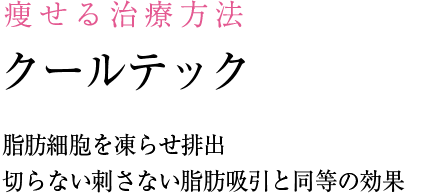 脂肪細胞を凍らせ排出 クールテック 切らない刺さない脂肪吸引と同等の効果
