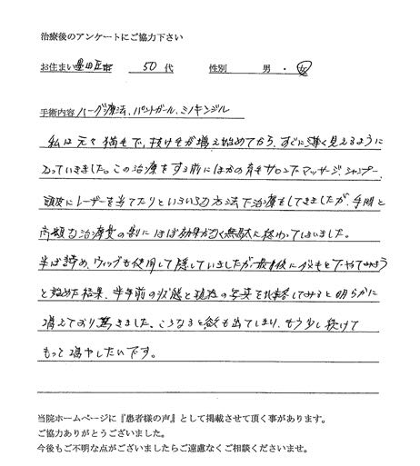 女性薄毛治療アンケート 女性薄毛治療アンケート