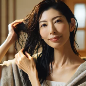 シャンプー後の女性