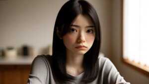 にきびで悩む女性