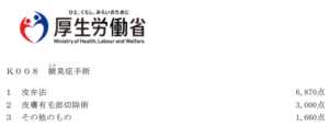 厚労省保険点数腋手術K008
