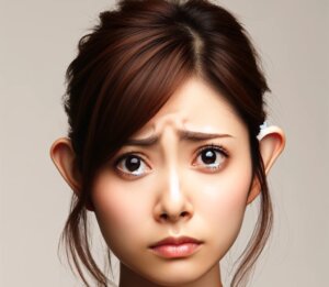 立ち耳で悩む女性の写真