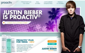 ジャスティンビーバーを宣伝に使っているプロアクティブ